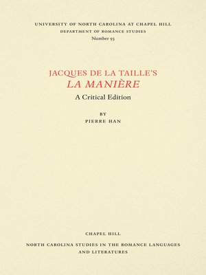 cover image of Jacques de la Taille's La Manière